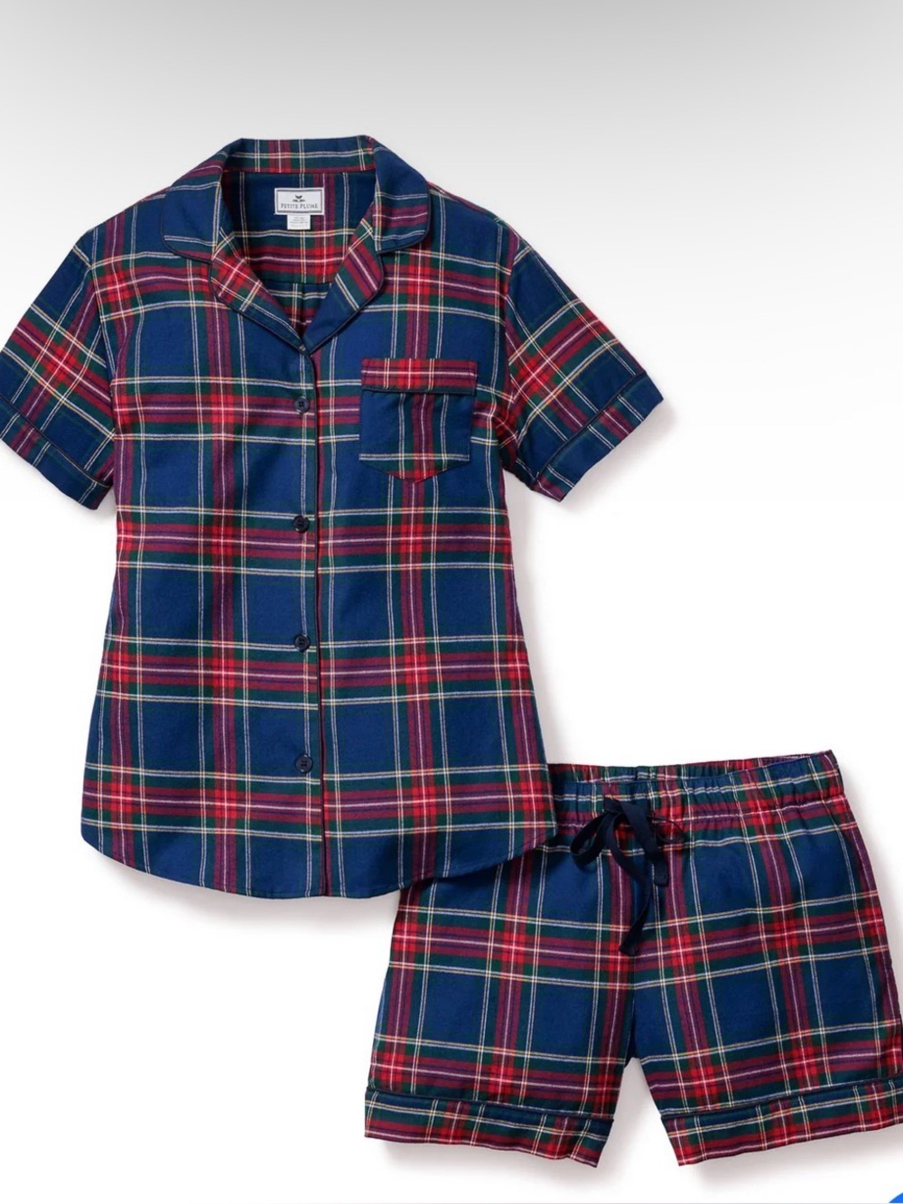 Women's Brushed Twill Short Sleeve Short Set in Windsor Tartan XS 100% Cotton